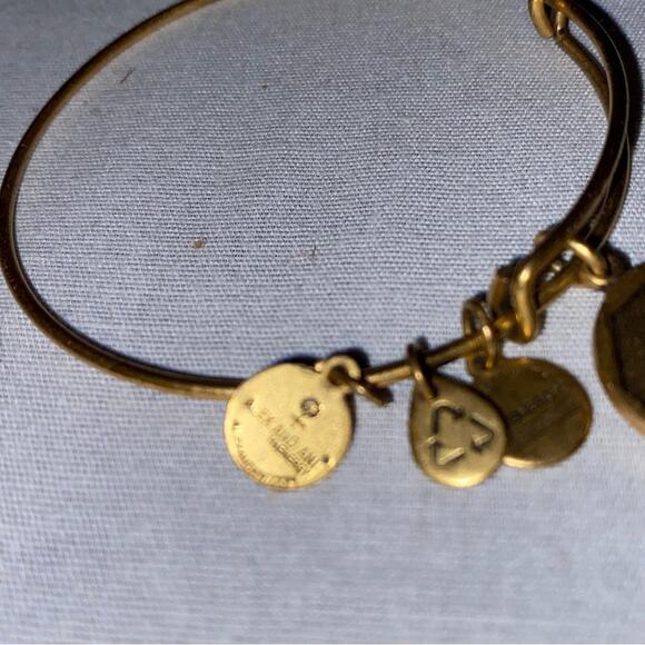 Alex and Ani Letter A Adjustable Initial Charm Bracelet Matte Goldtone Hardware - Picture 5 of 6